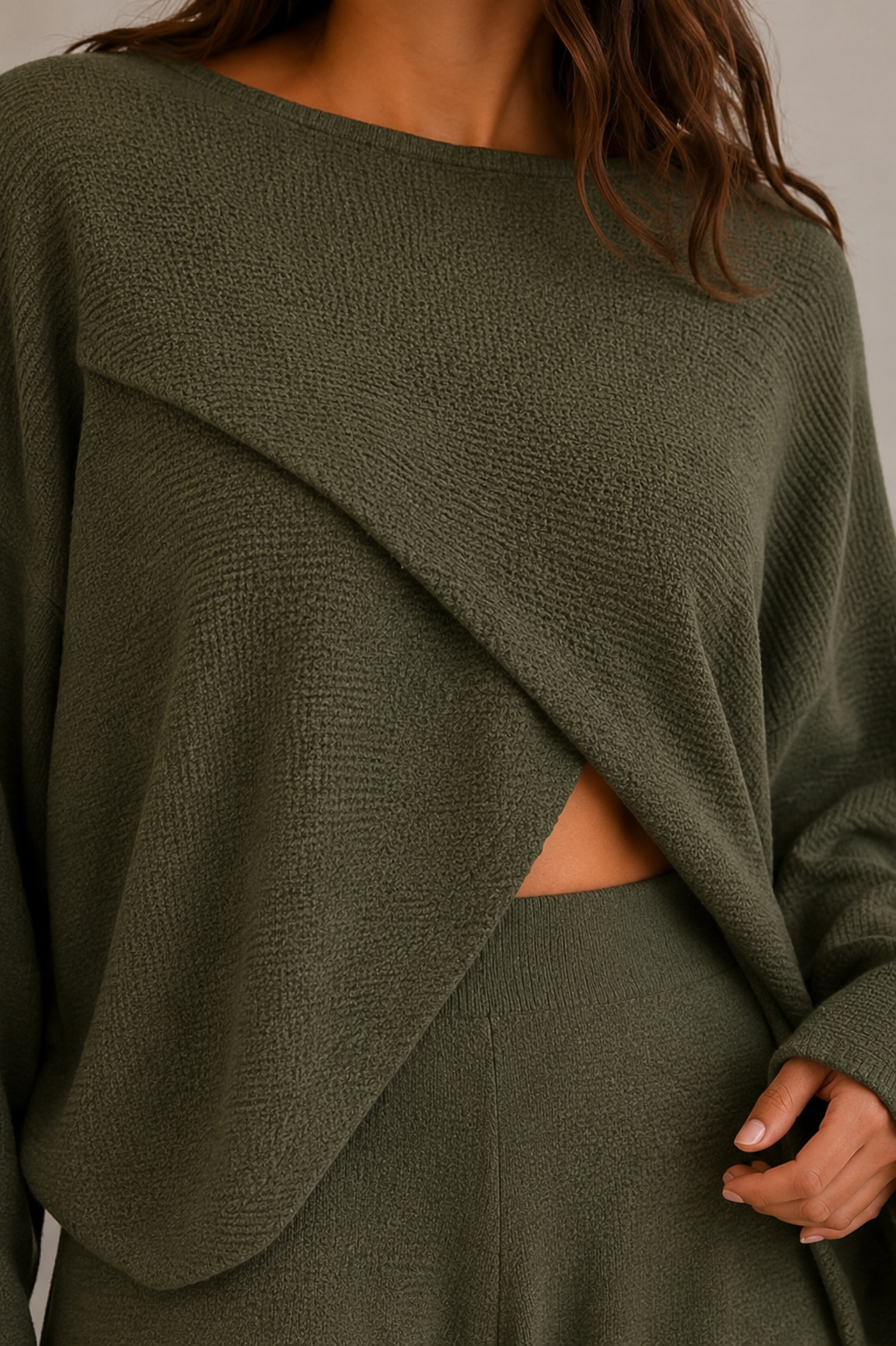 Knitted Cotton Cross Over Jumper