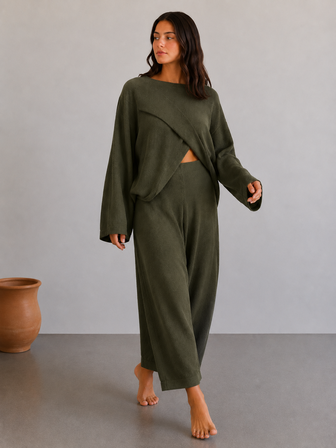 Knitted Cotton Cross Over Jumper
