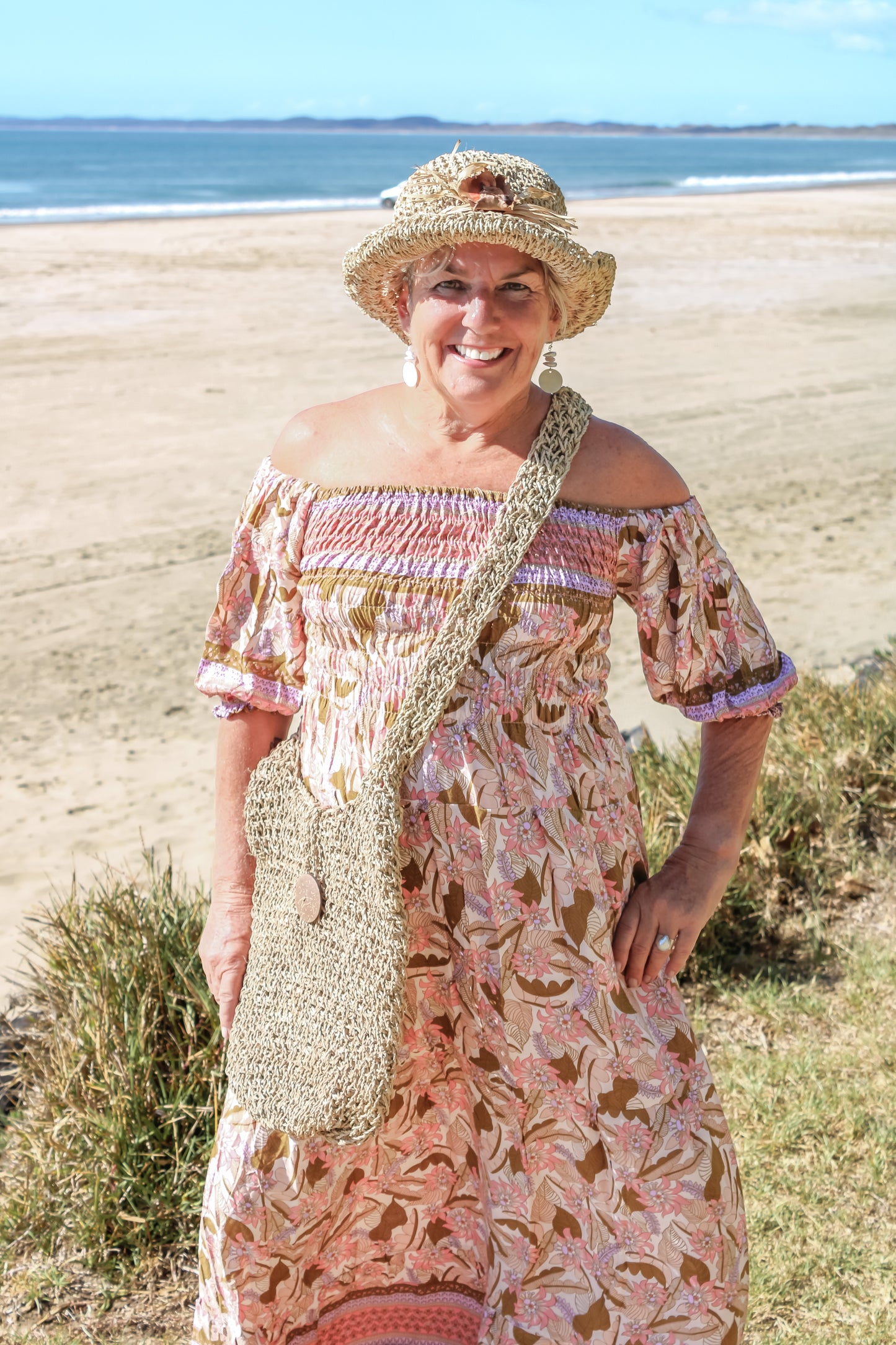 Off-Shoulder Printed Maxi Dress