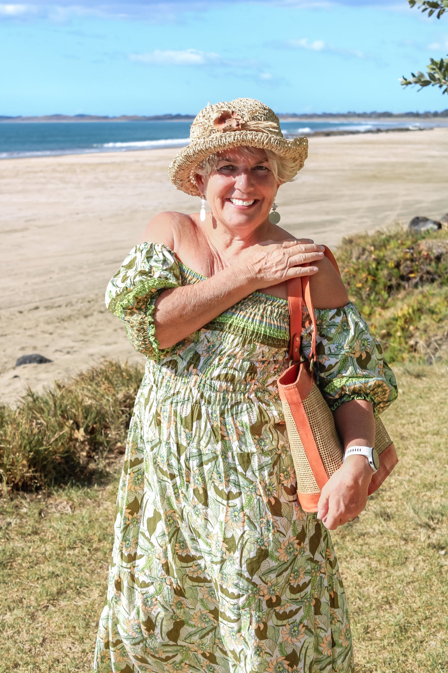 Off-Shoulder Printed Maxi Dress
