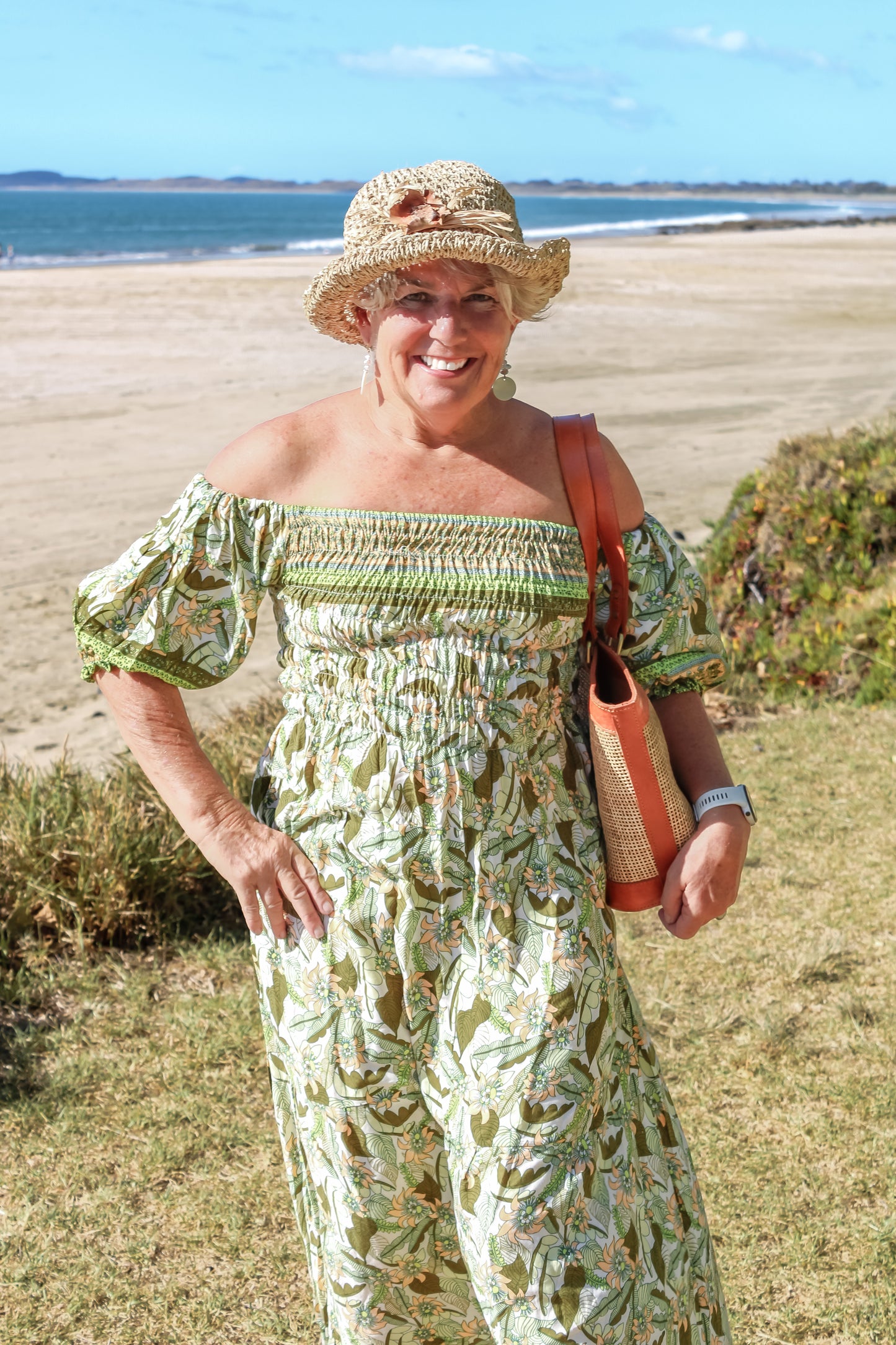 Off-Shoulder Printed Maxi Dress