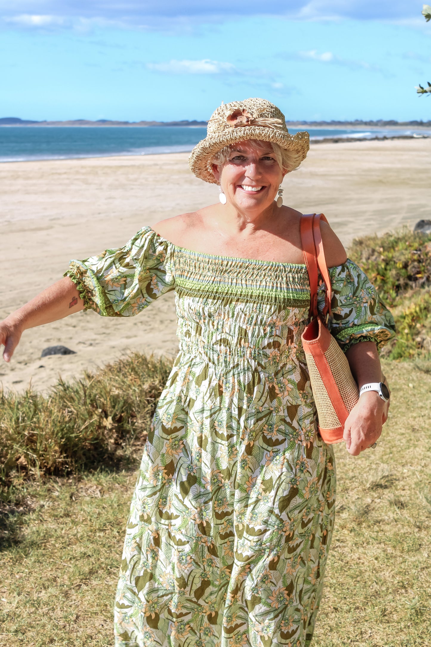 Off-Shoulder Printed Maxi Dress
