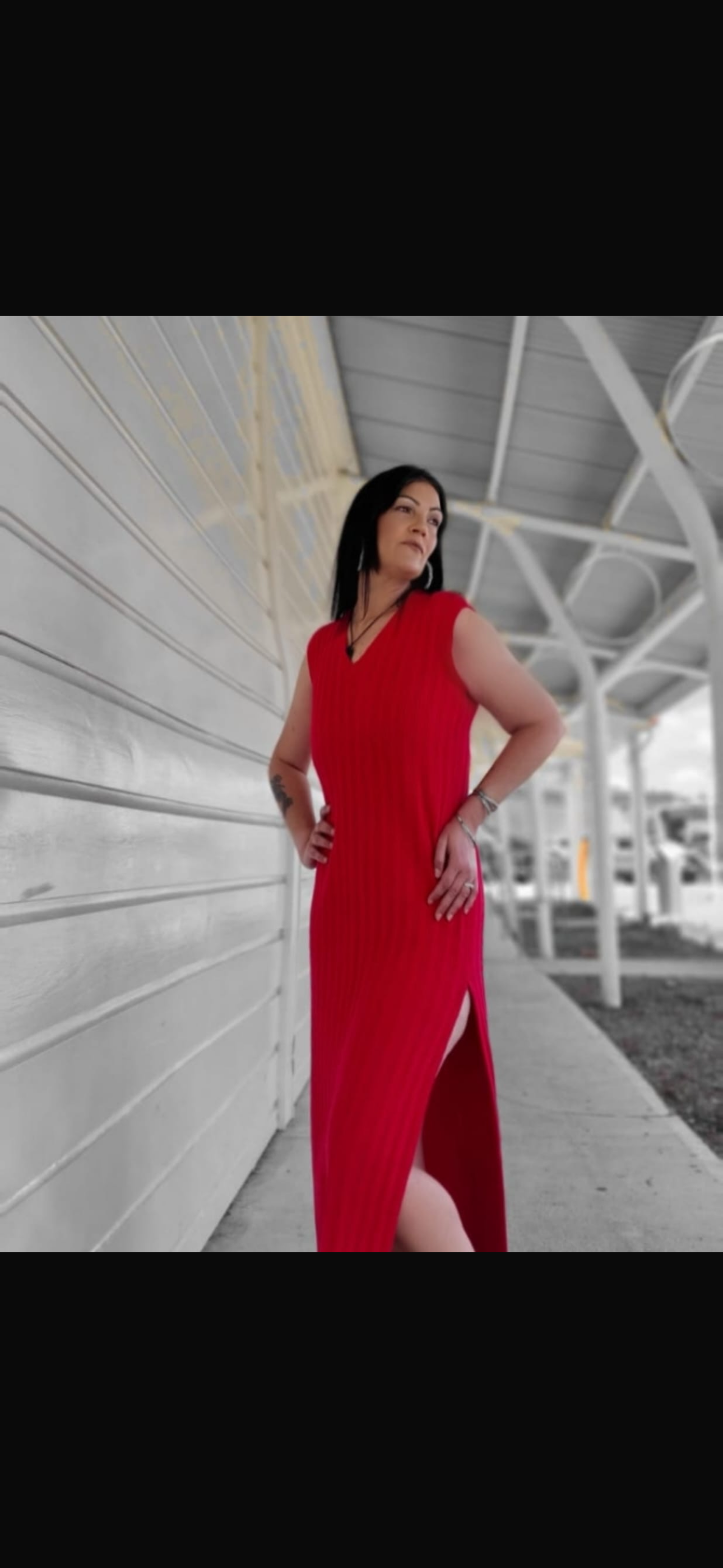 Knitted ribbed cotton dress